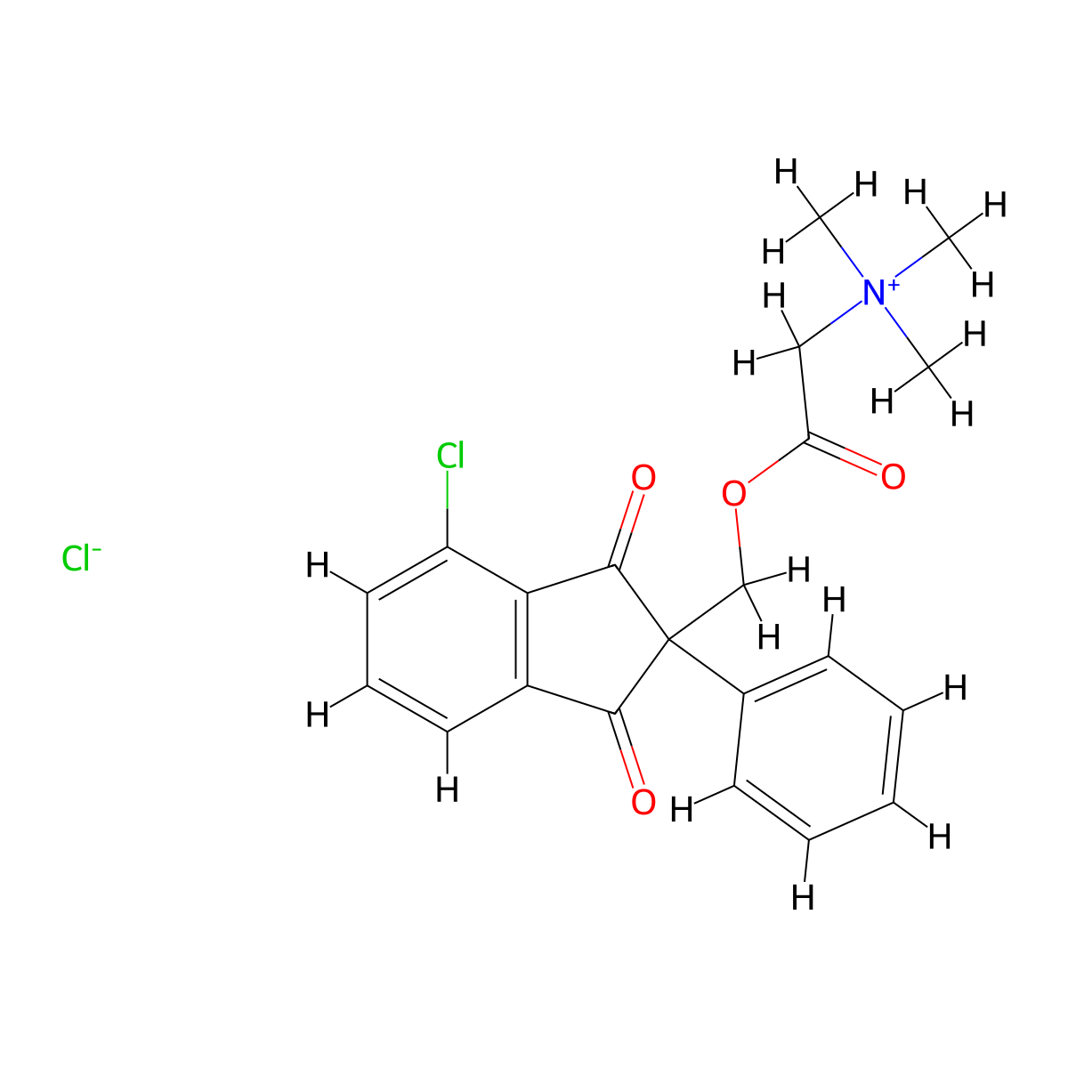 Ammonium, carboxymethyltrimethyl-, chloride ester with 4-chloro-2-hydroxymethyl-2-phenyl-1,3-indandione molecular structure, CAS 42223-04-1