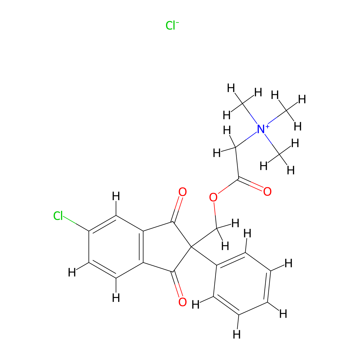 Ammonium, carboxymethyltrimethyl-, chloride ester with 5-chloro-2-hydroxymethyl-2-phenyl-1,3-indandione molecular structure, CAS 42223-05-2