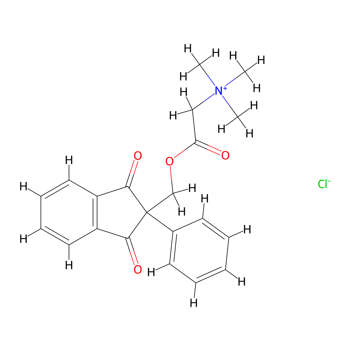 Ammonium, carboxymethyltrimethyl-, chloride ester with 2-hydroxymethyl-2-phenyl-1,3-indandione molecular structure, CAS 42223-06-3