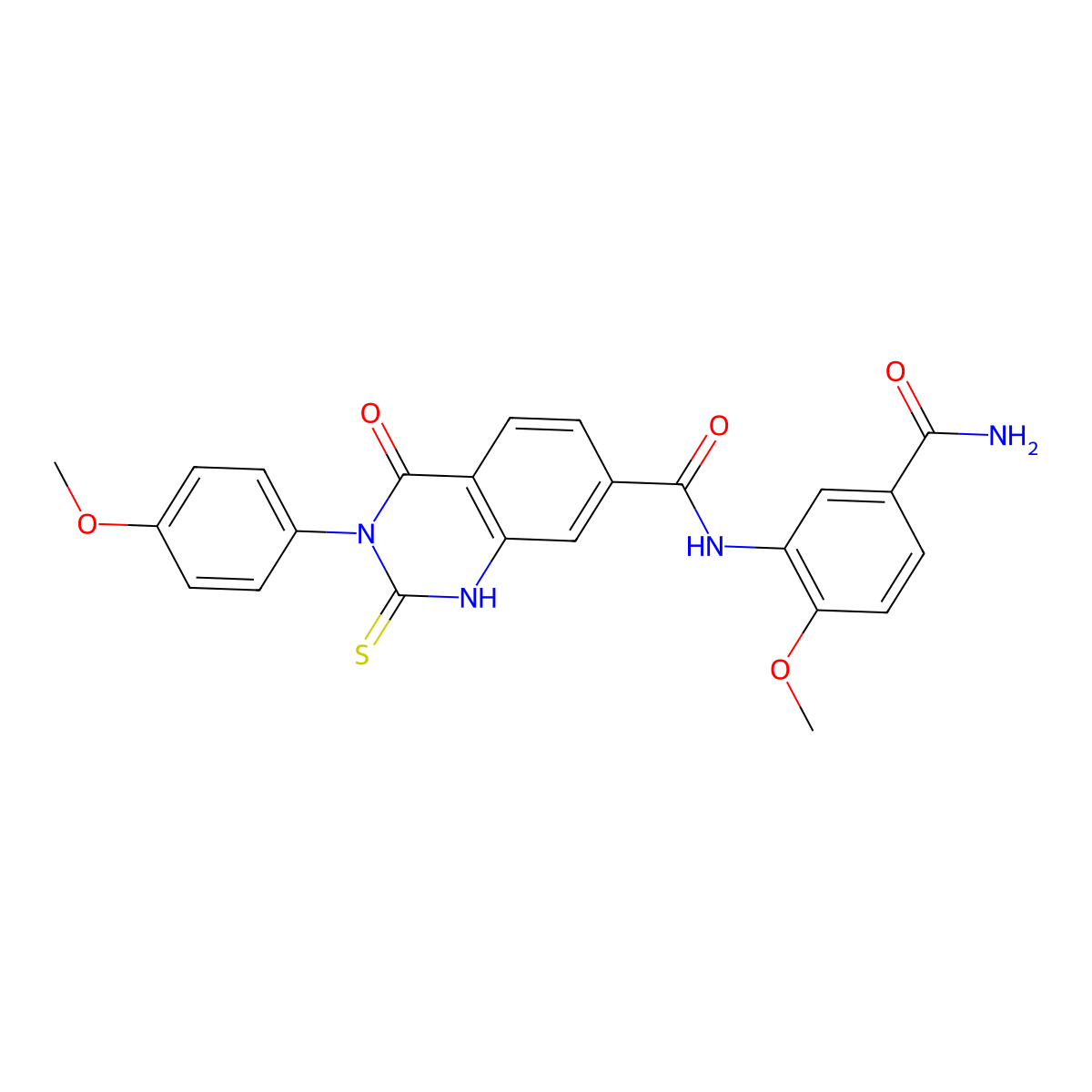 N-(5-carbamoyl-2-methoxyphenyl)-3-(4-methoxyphenyl)-4-oxo-2-thioxo-1,2,3,4-tetrahydroquinazoline-7-carboxamide molecular structure, CAS 422270-93-7