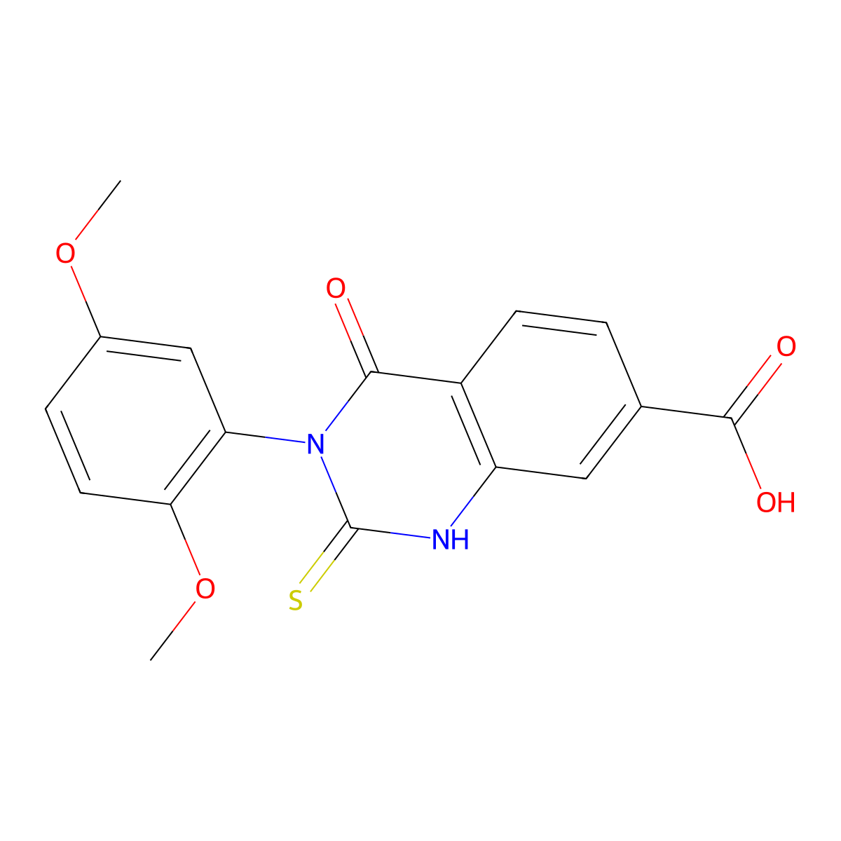 3-(2,5-Dimethoxyphenyl)-4-oxo-2-sulfanylidene-1,2,3,4-tetrahydroquinazoline-7-carboxylic acid molecular structure, CAS 422271-08-7