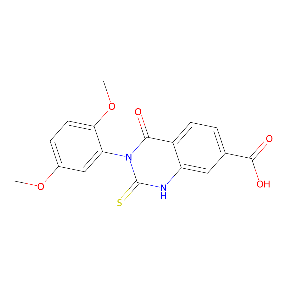 3-(2,5-Dimethoxyphenyl)-4-oxo-2-sulfanylidene-1,2,3,4-tetrahydroquinazoline-7-carboxylic acid molecular structure, CAS 422271-08-7