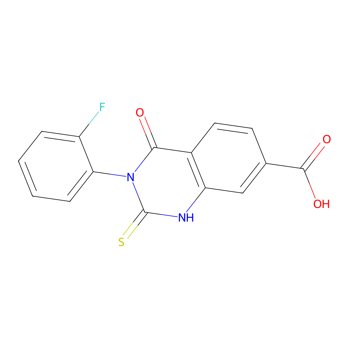3-(2-Fluorophenyl)-4-oxo-2-sulfanyl-3,4-dihydroquinazoline-7-carboxylic acid molecular structure, CAS 422271-10-1