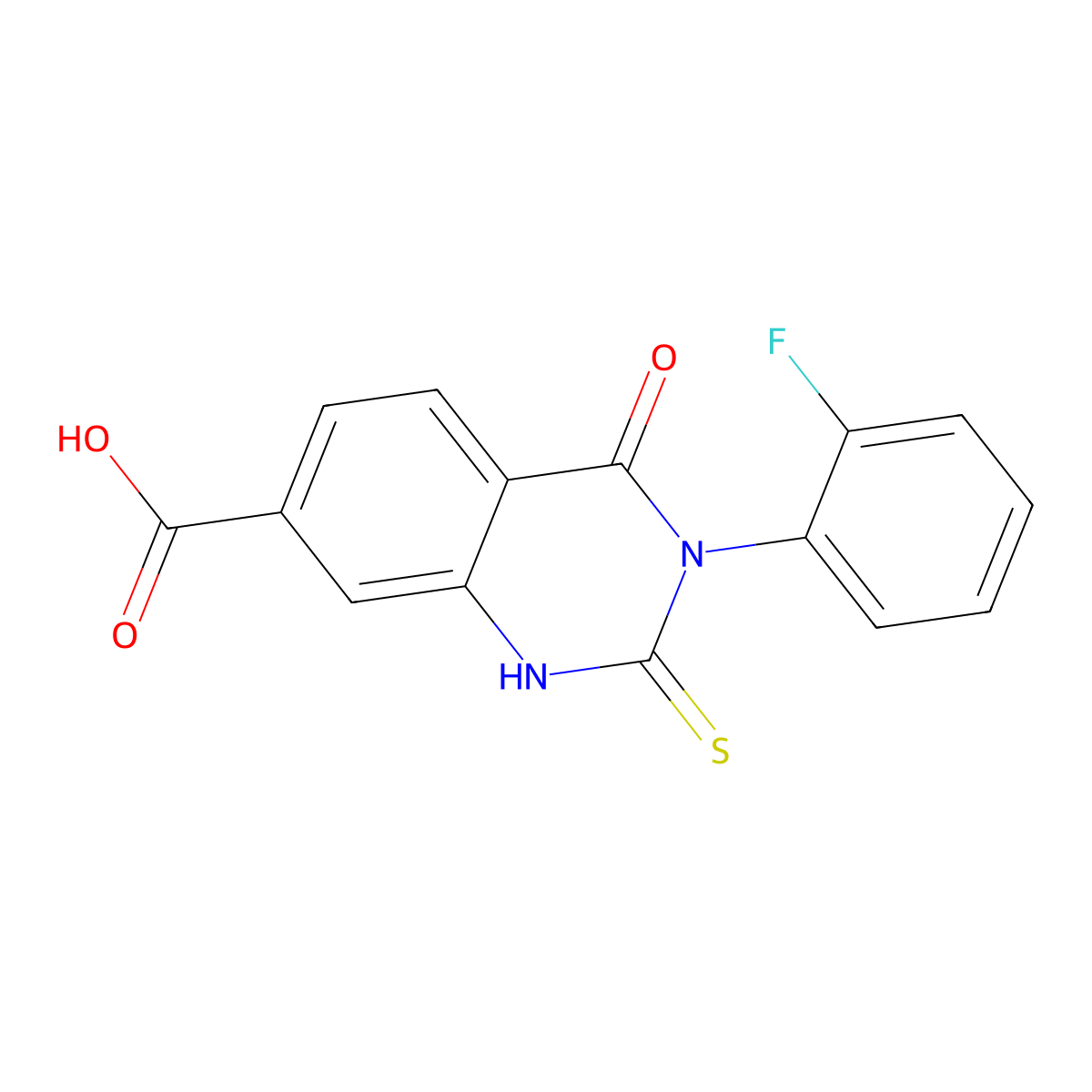 3-(2-Fluorophenyl)-4-oxo-2-sulfanyl-3,4-dihydroquinazoline-7-carboxylic acid molecular structure, CAS 422271-10-1
