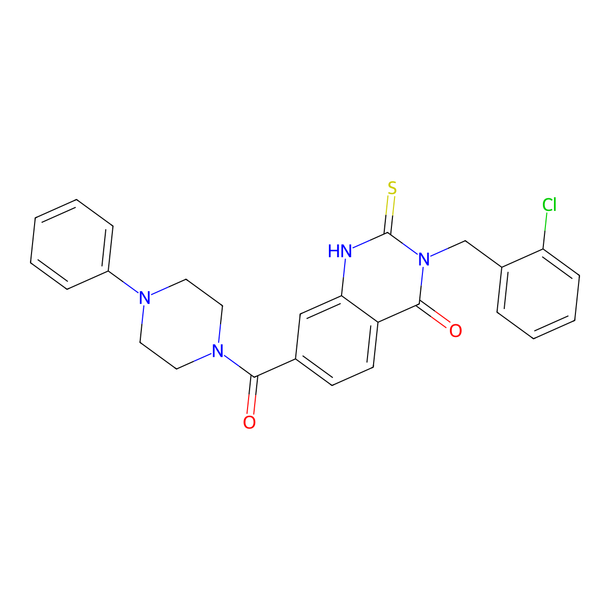 3-(2-chlorobenzyl)-7-(4-phenylpiperazine-1-carbonyl)-2-thioxo-2,3-dihydroquinazolin-4(1H)-one molecular structure, CAS 422273-34-5