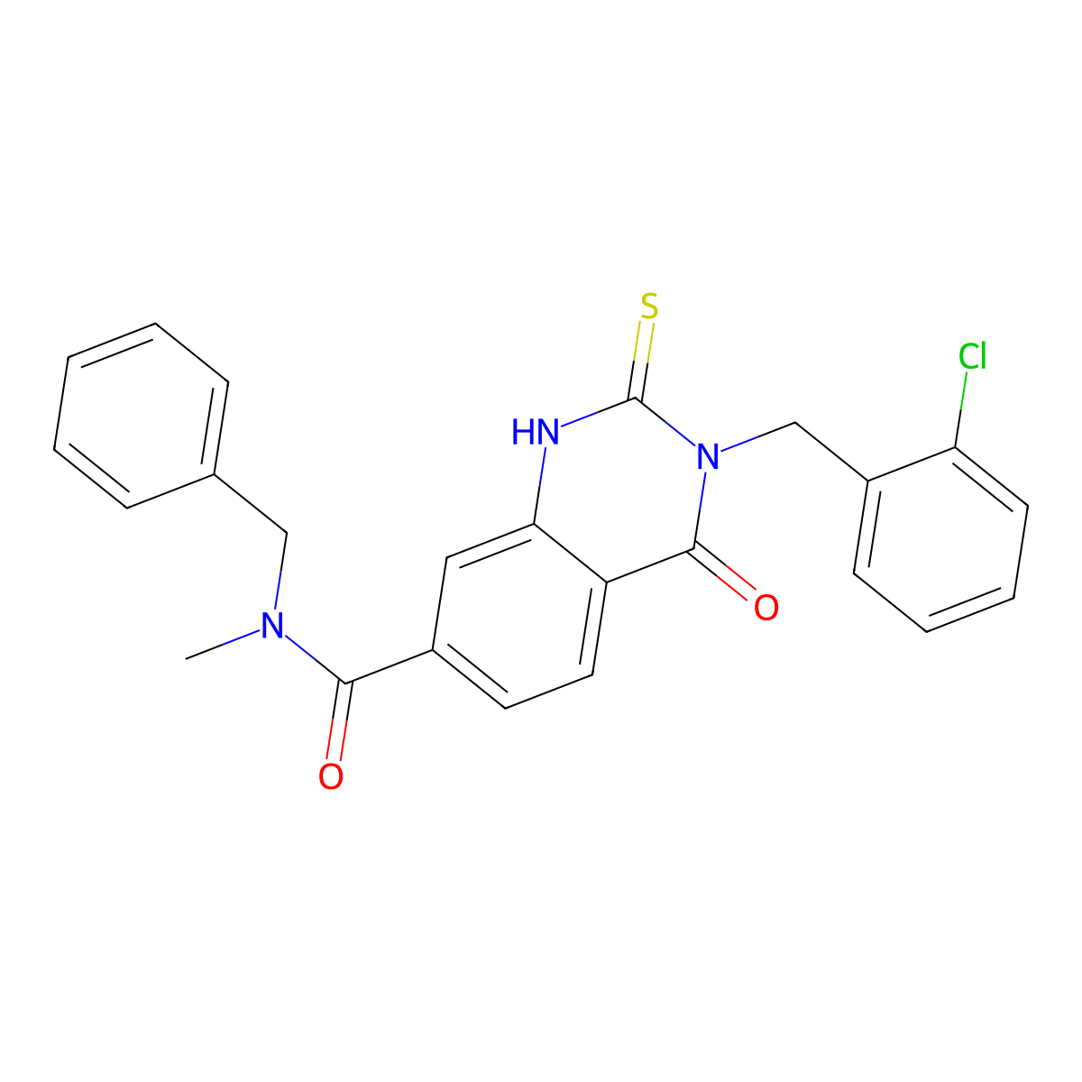 N-benzyl-3-[(2-chlorophenyl)methyl]-N-methyl-4-oxo-2-sulfanylidene-1H-quinazoline-7-carboxamide molecular structure, CAS 422273-39-0