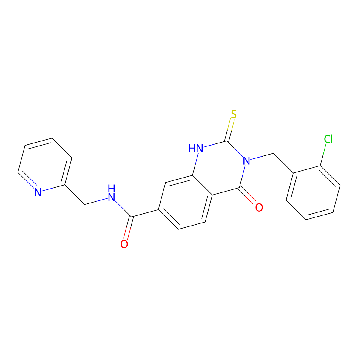 3-[(2-chlorophenyl)methyl]-4-oxo-N-(pyridin-2-ylmethyl)-2-sulfanylidene-1H-quinazoline-7-carboxamide molecular structure, CAS 422273-40-3