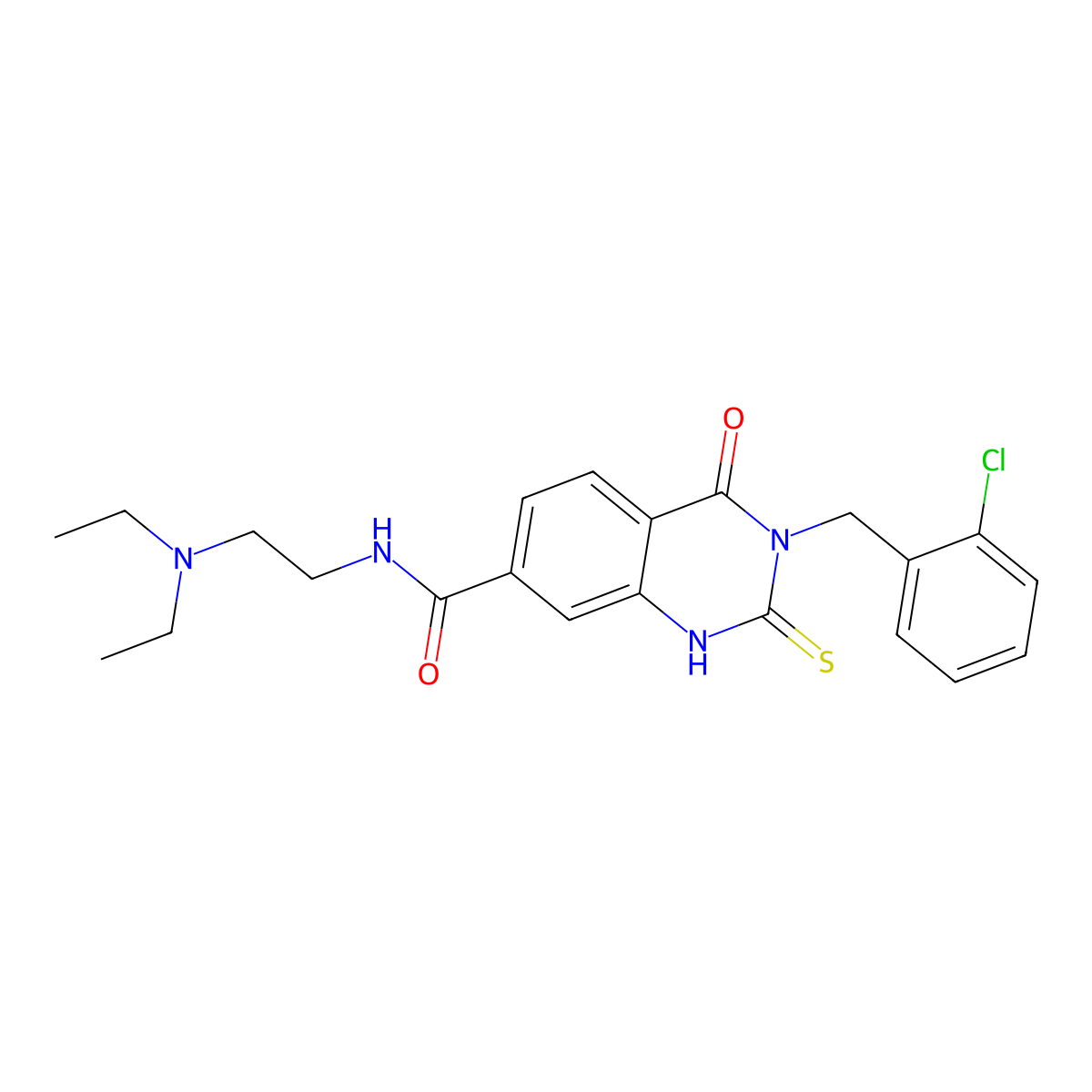 3-(2-chlorobenzyl)-N-(2-(diethylamino)ethyl)-4-oxo-2-thioxo-1,2,3,4-tetrahydroquinazoline-7-carboxamide molecular structure, CAS 422273-47-0