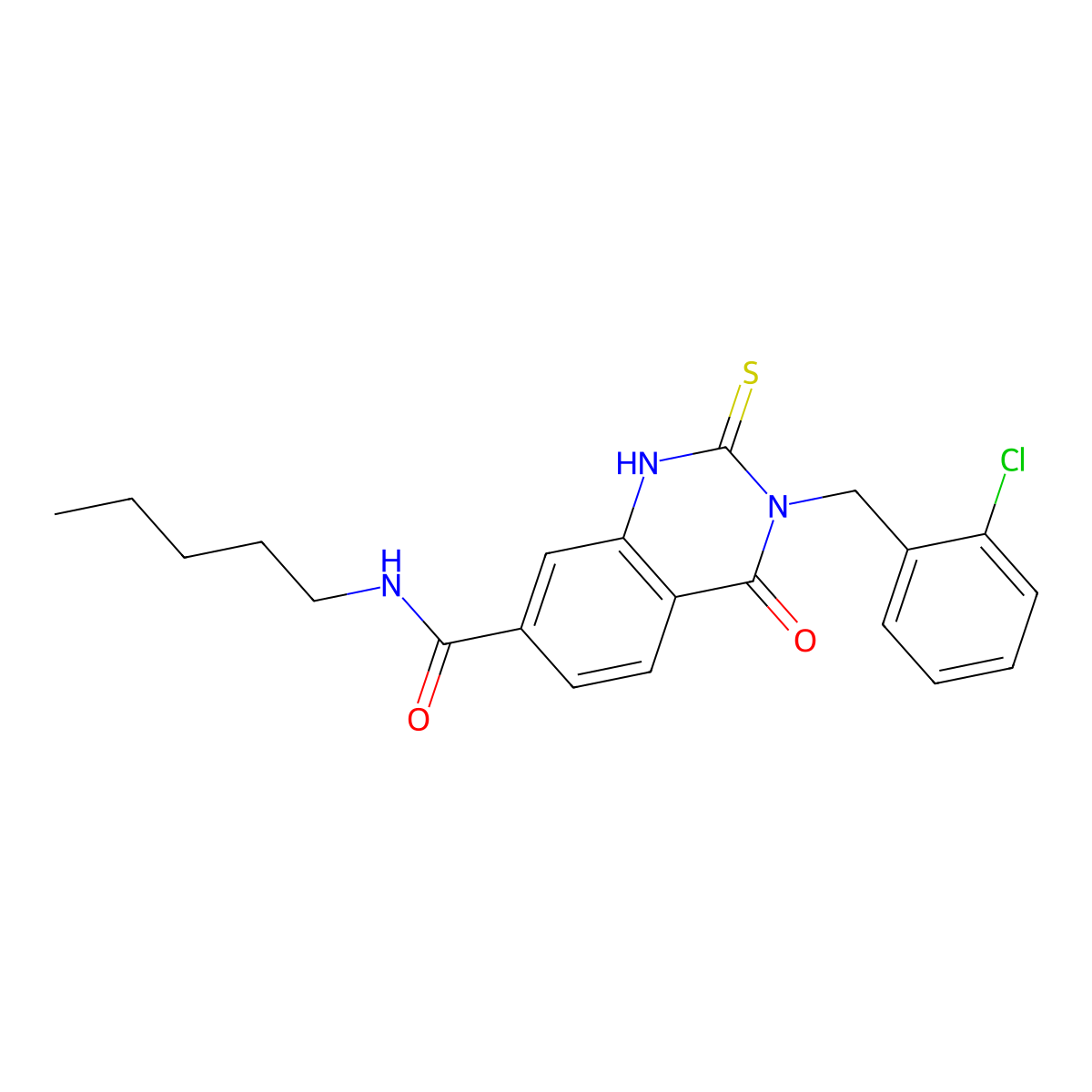 3-[(2-chlorophenyl)methyl]-4-oxo-N-pentyl-2-sulfanylidene-1H-quinazoline-7-carboxamide molecular structure, CAS 422273-50-5