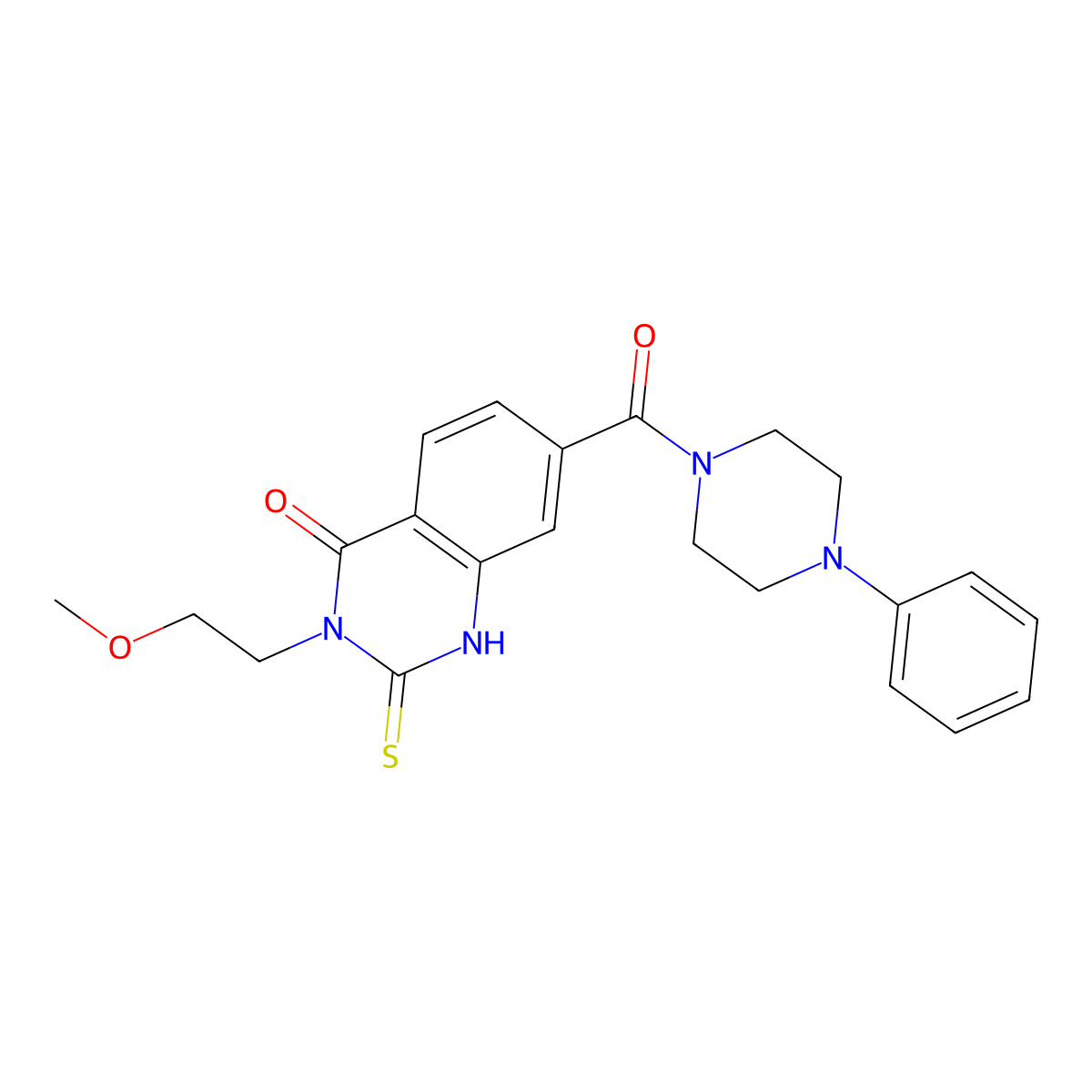 3-(2-methoxyethyl)-7-(4-phenylpiperazine-1-carbonyl)-2-sulfanylidene-1H-quinazolin-4-one molecular structure, CAS 422273-55-0