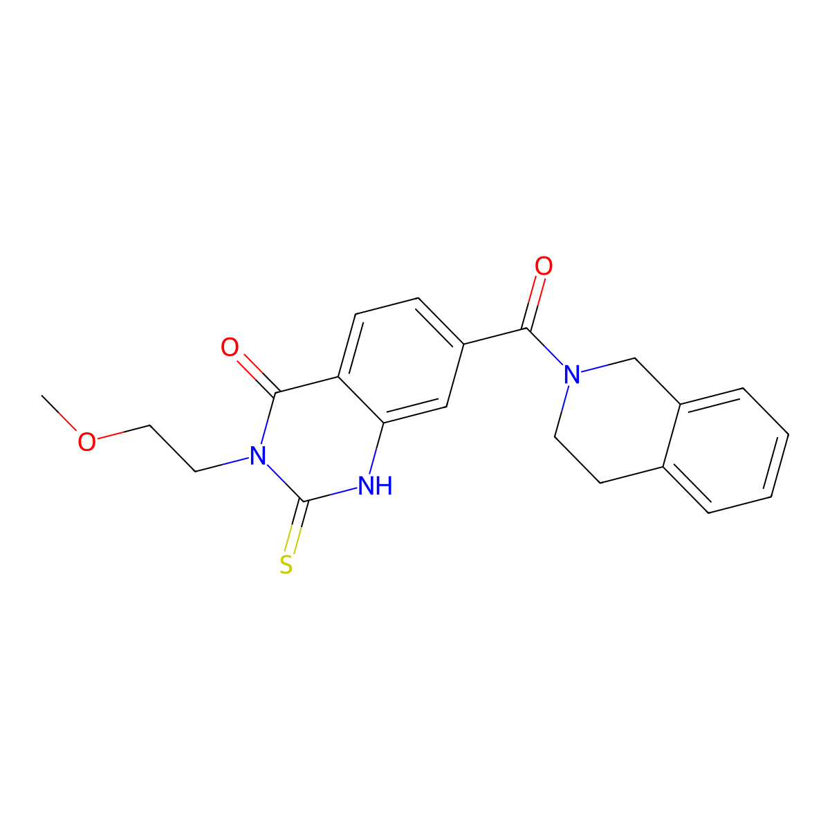 7-(3,4-dihydro-1H-isoquinoline-2-carbonyl)-3-(2-methoxyethyl)-2-sulfanylidene-1H-quinazolin-4-one molecular structure, CAS 422273-56-1