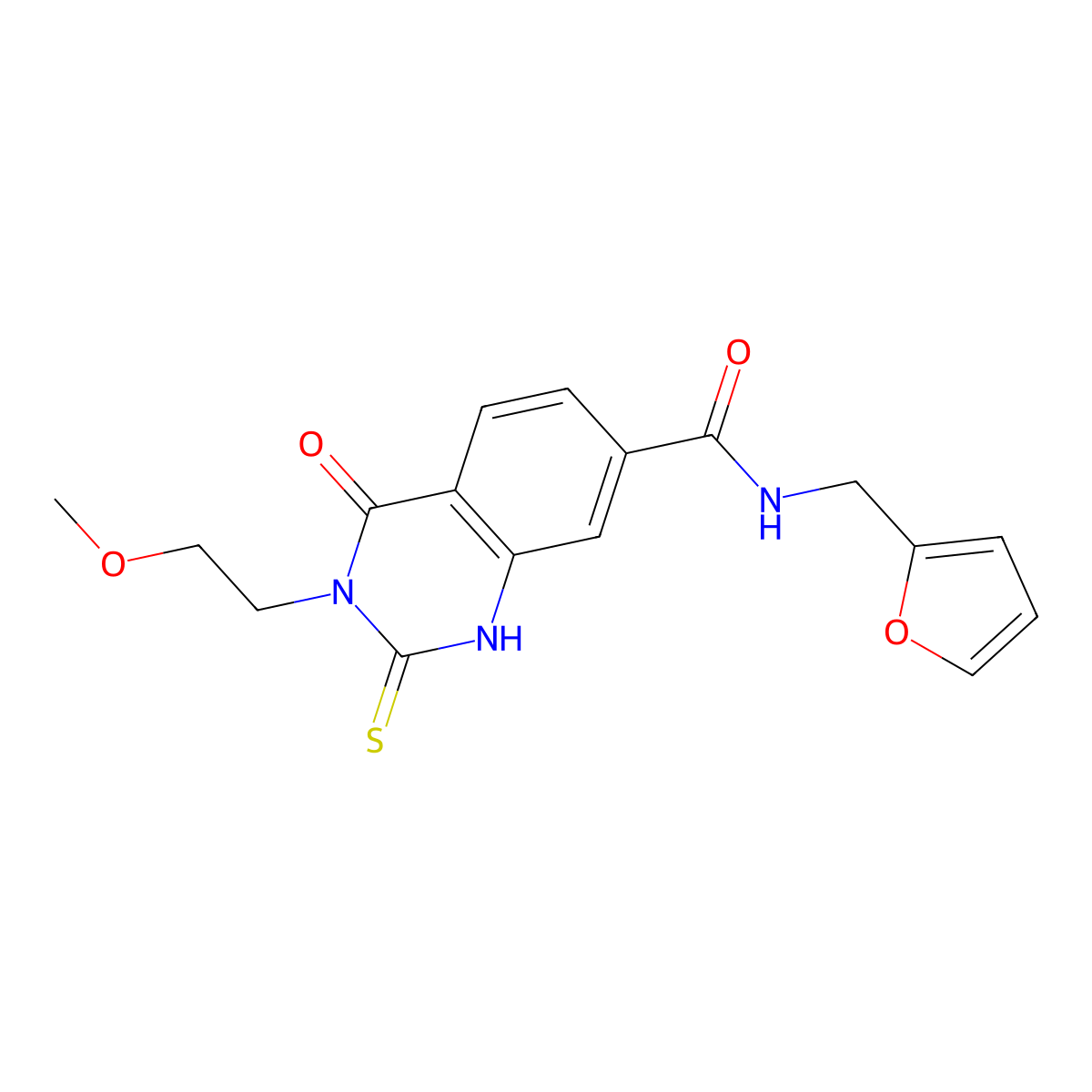 N-(furan-2-ylmethyl)-3-(2-methoxyethyl)-4-oxo-2-sulfanylidene-1H-quinazoline-7-carboxamide molecular structure, CAS 422273-61-8