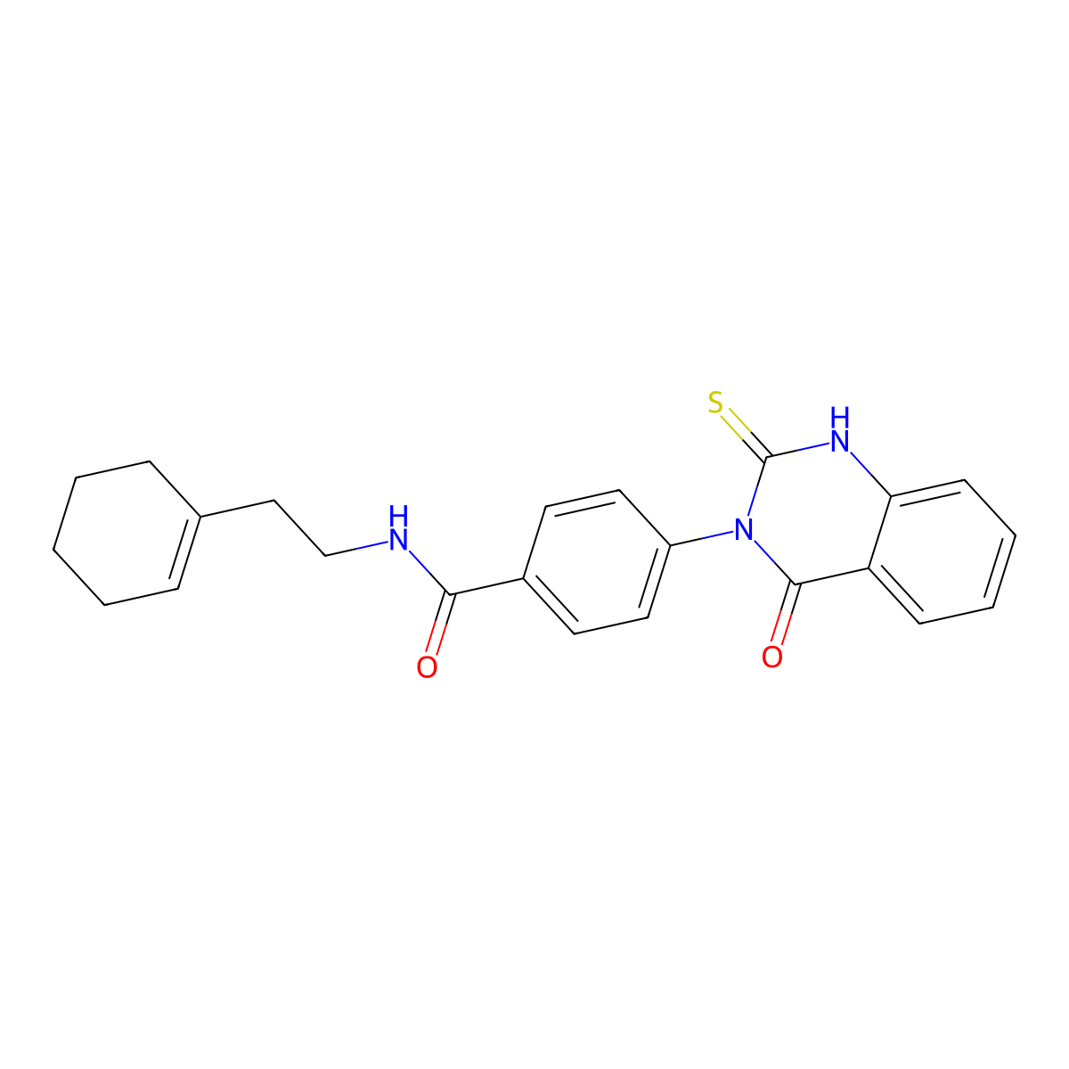 N-[2-(cyclohexen-1-yl)ethyl]-4-(4-oxo-2-sulfanylidene-1H-quinazolin-3-yl)benzamide molecular structure, CAS 422274-23-5