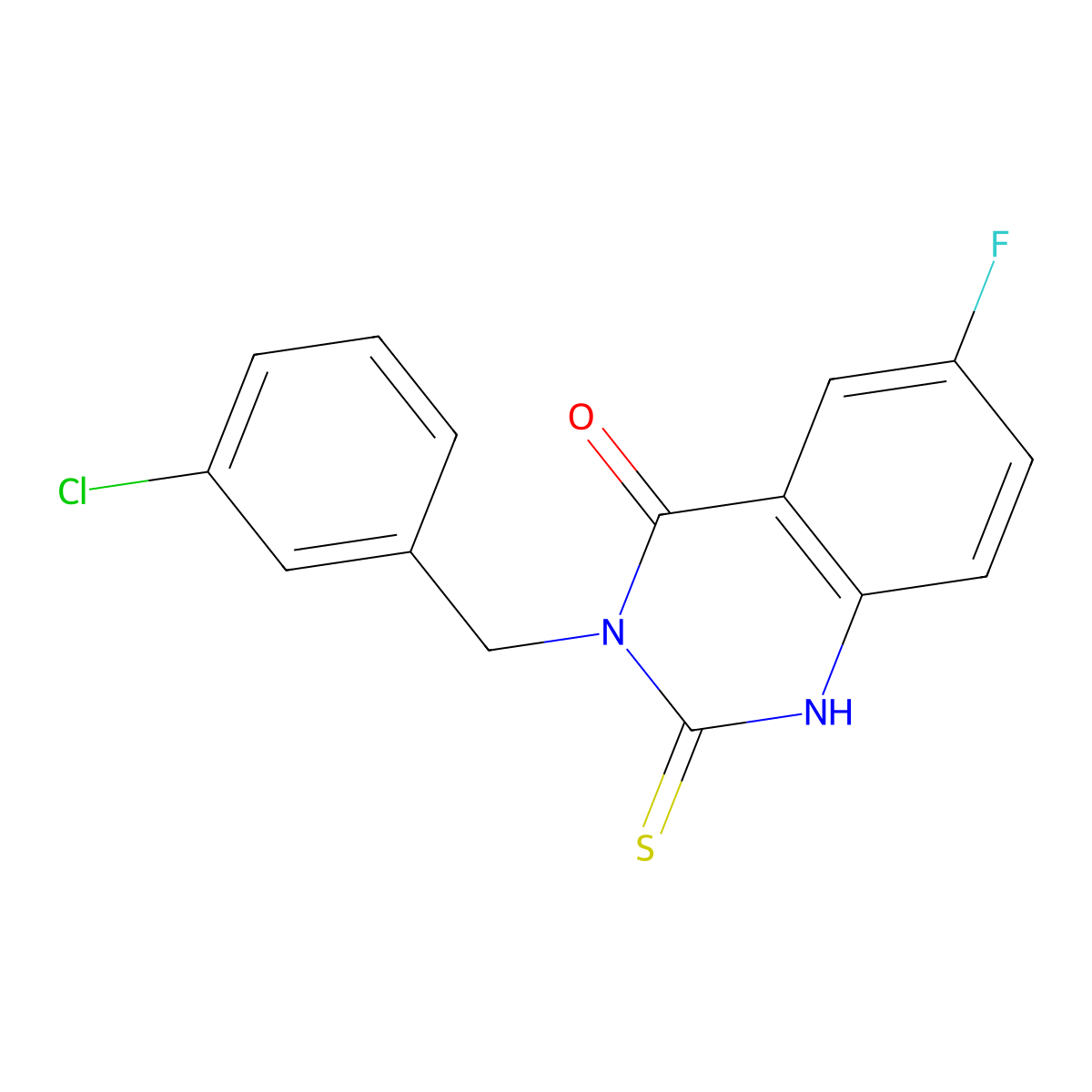 3-[(3-chlorophenyl)methyl]-6-fluoro-2-sulfanylidene-1H-quinazolin-4-one molecular structure, CAS 422274-43-9