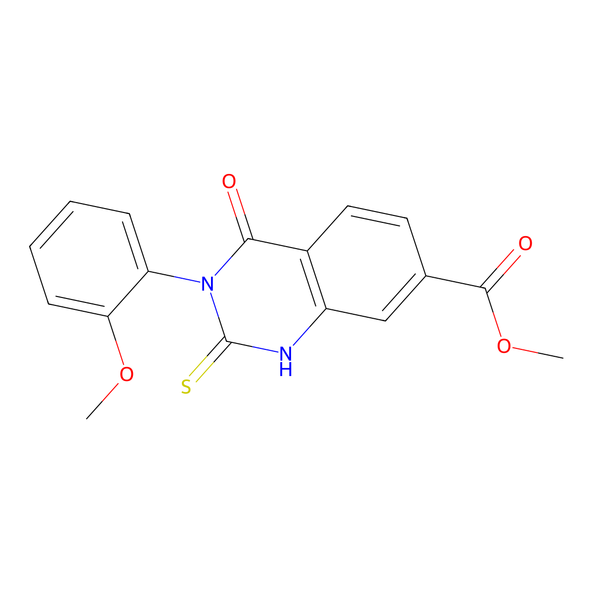 Methyl 3-(2-methoxyphenyl)-4-oxo-2-sulfanylidene-1,2,3,4-tetrahydroquinazoline-7-carboxylate molecular structure, CAS 422274-54-2