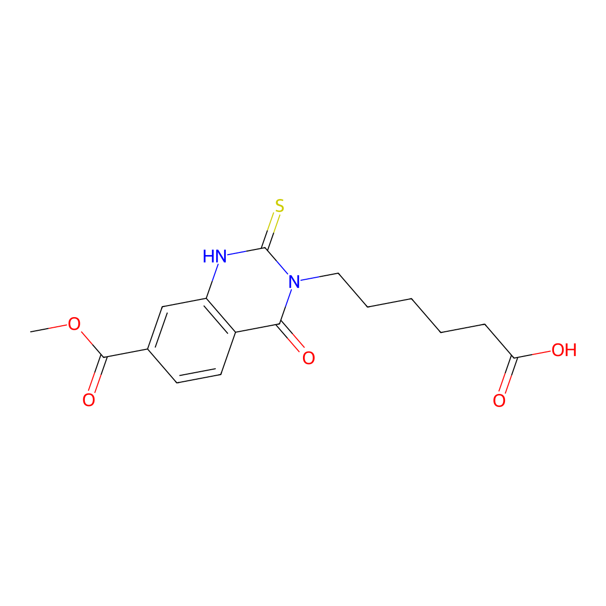 6-(7-methoxycarbonyl-4-oxo-2-sulfanylidene-1H-quinazolin-3-yl)hexanoic acid molecular structure, CAS 422274-68-8