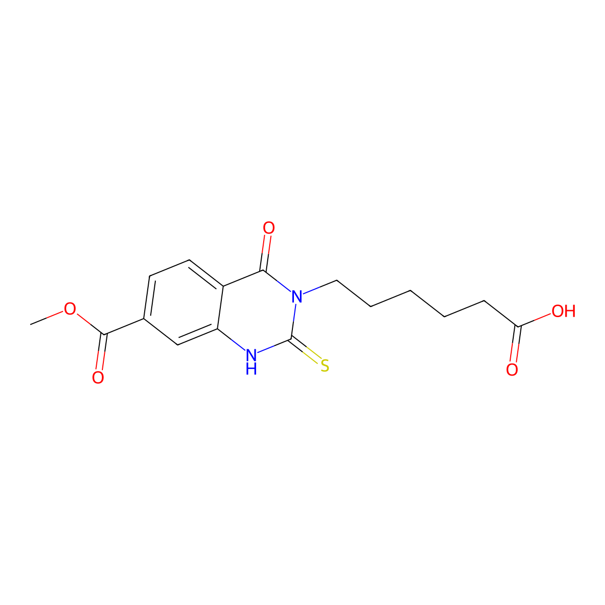 6-(7-methoxycarbonyl-4-oxo-2-sulfanylidene-1H-quinazolin-3-yl)hexanoic acid molecular structure, CAS 422274-68-8