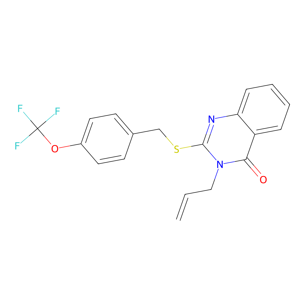 3-Prop-2-enyl-2-[[4-(trifluoromethoxy)phenyl]methylsulfanyl]quinazolin-4-one molecular structure, CAS 422275-34-1