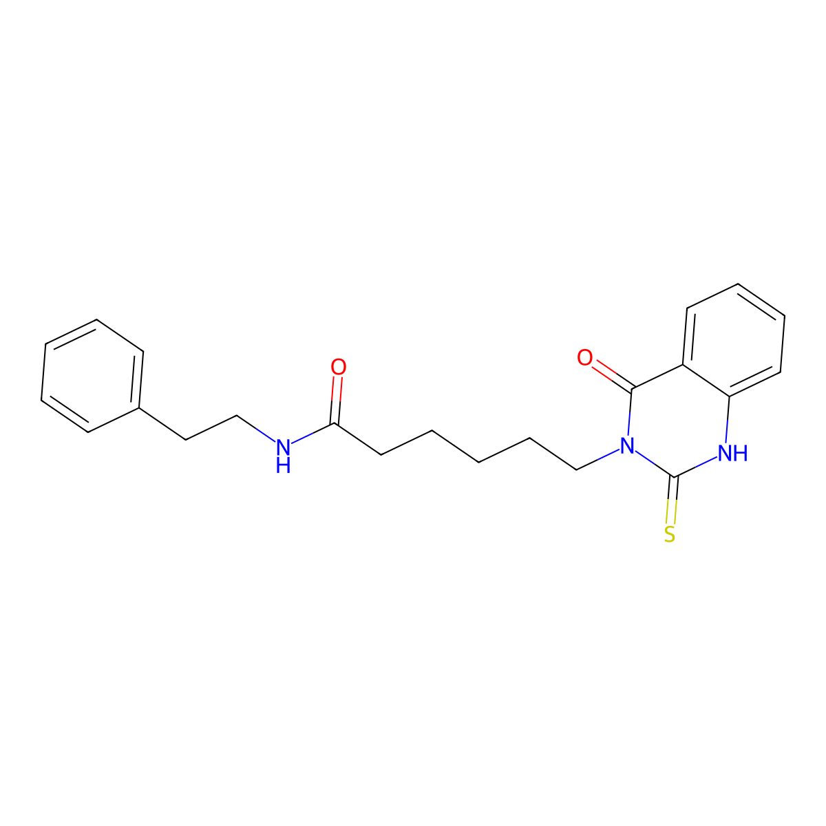 6-(4-oxo-2-thioxo-1,2-dihydroquinazolin-3(4H)-yl)-N-phenethylhexanamide molecular structure, CAS 422275-40-9