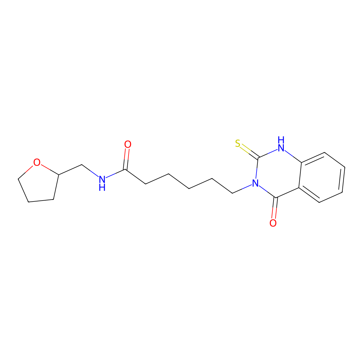 N-(oxolan-2-ylmethyl)-6-(4-oxo-2-sulfanylidene-1H-quinazolin-3-yl)hexanamide molecular structure, CAS 422275-45-4