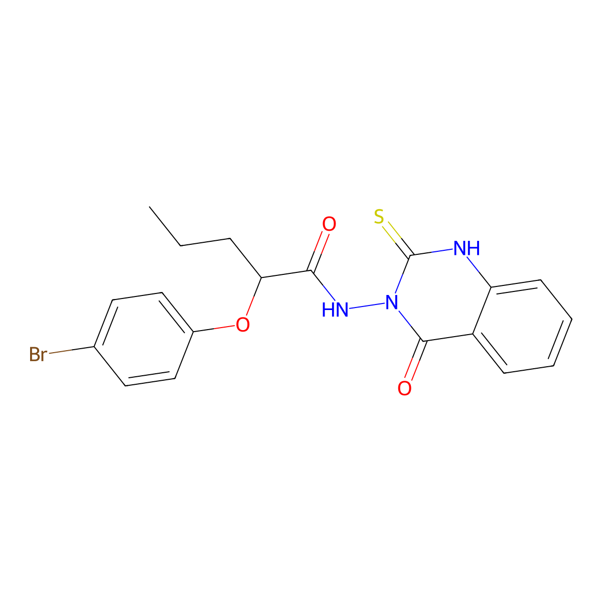 2-(4-bromophenoxy)-N-(4-oxo-2-sulfanylidene-1H-quinazolin-3-yl)pentanamide molecular structure, CAS 422275-77-2