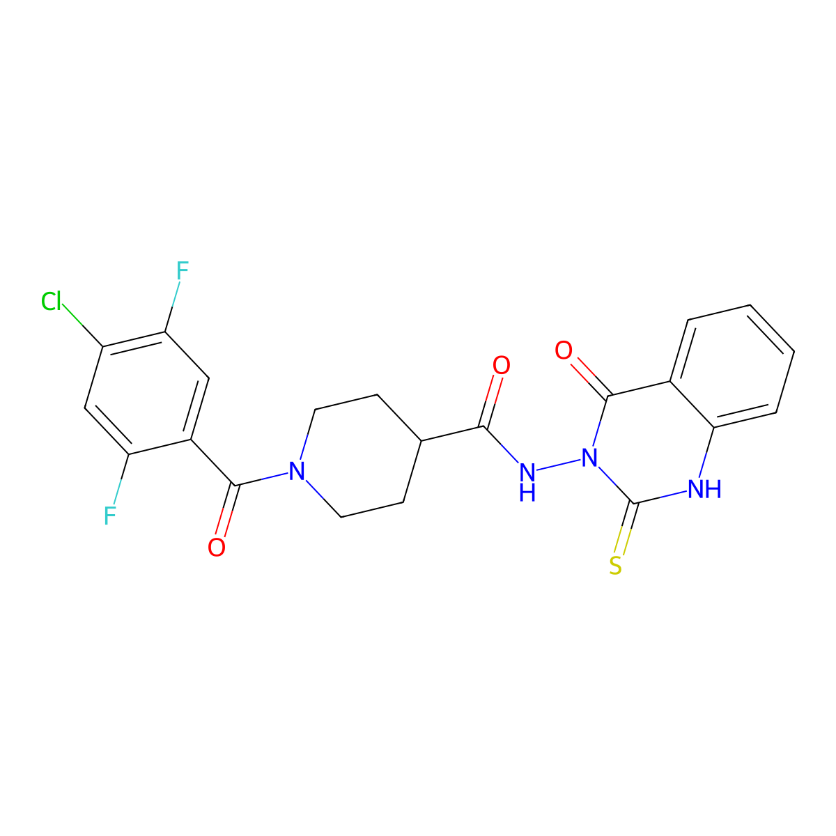 1-(4-chloro-2,5-difluorobenzoyl)-N-(4-oxo-2-thioxo-1,2-dihydroquinazolin-3(4H)-yl)piperidine-4-carboxamide molecular structure, CAS 422275-83-0