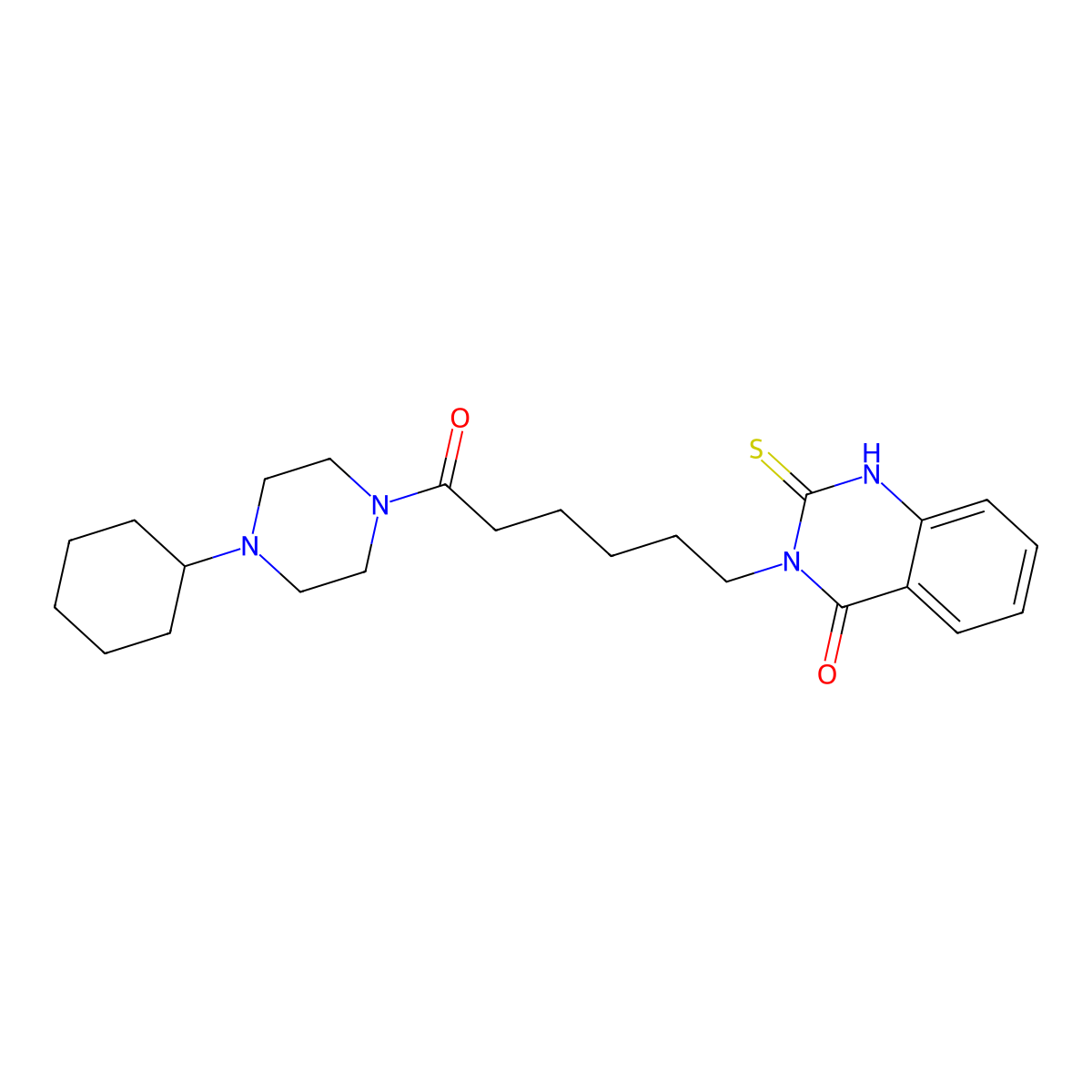 3-(6-(4-cyclohexylpiperazin-1-yl)-6-oxohexyl)-2-thioxo-2,3-dihydroquinazolin-4(1H)-one molecular structure, CAS 422276-09-3