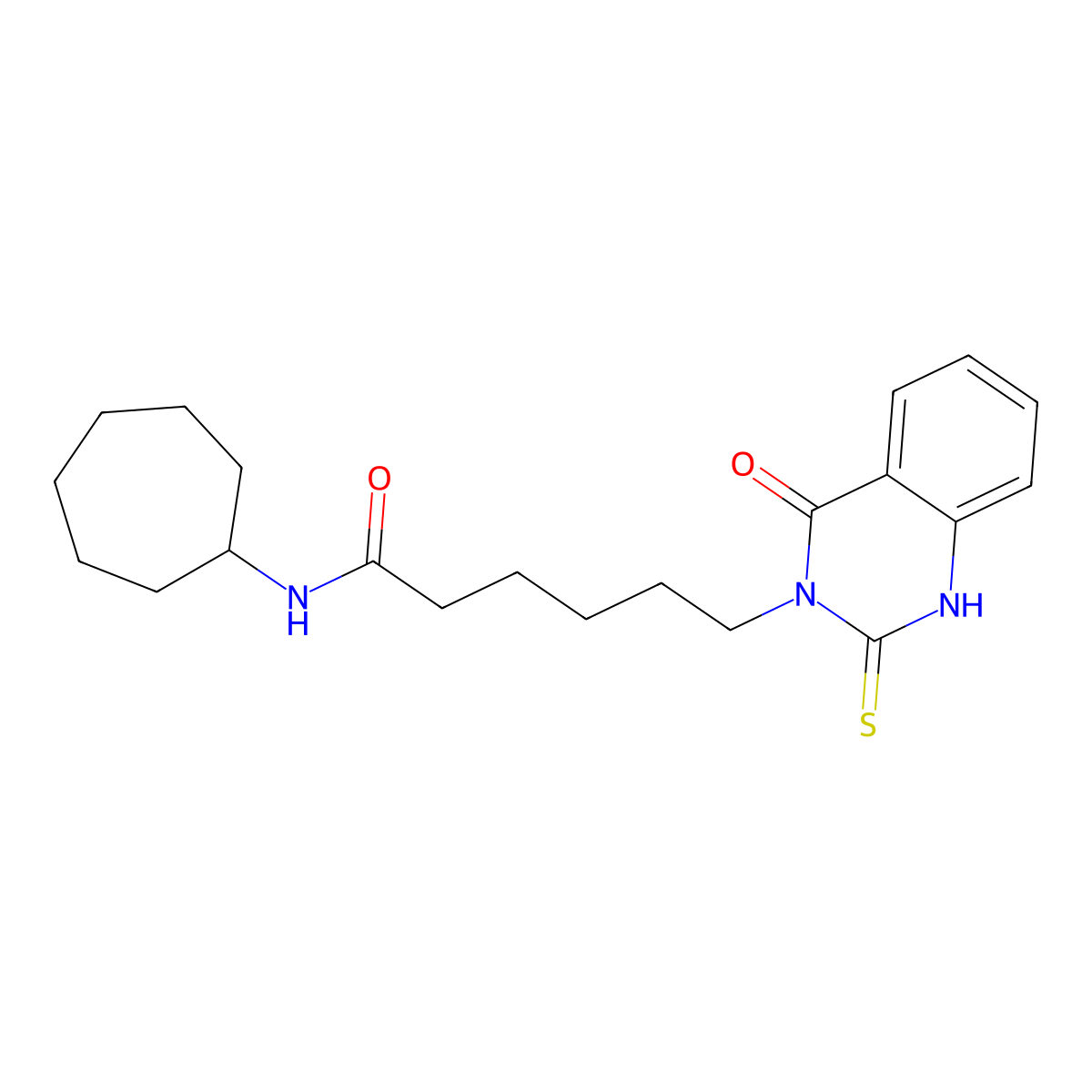 N-cycloheptyl-6-(4-oxo-2-thioxo-1,2-dihydroquinazolin-3(4H)-yl)hexanamide molecular structure, CAS 422276-12-8