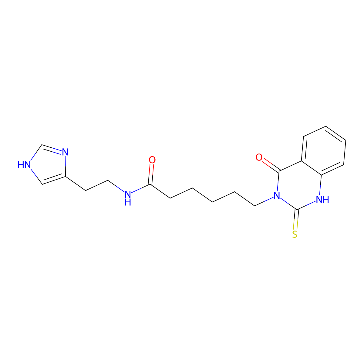 N-(2-(1H-imidazol-4-yl)ethyl)-6-(4-oxo-2-thioxo-1,2-dihydroquinazolin-3(4H)-yl)hexanamide molecular structure, CAS 422276-13-9