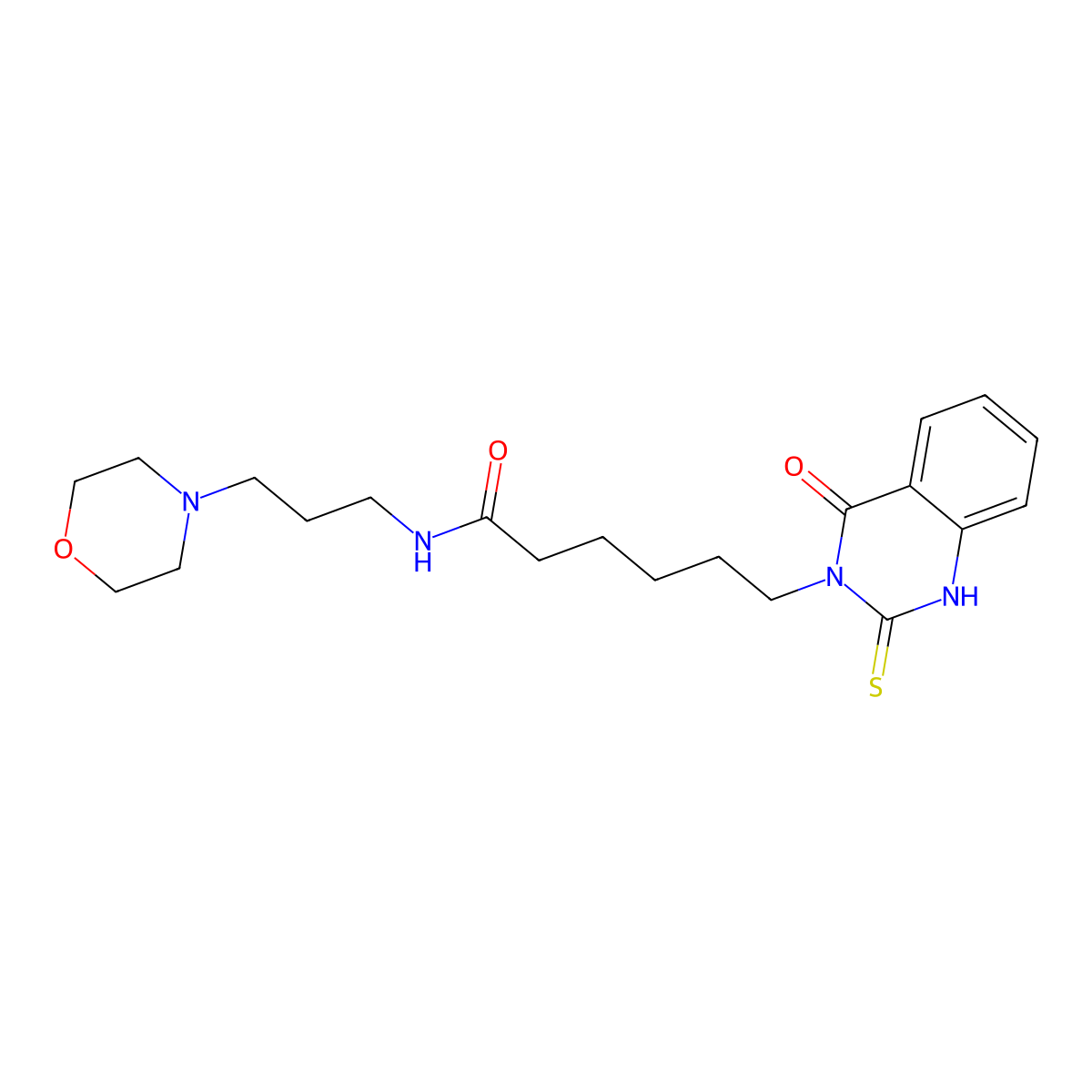 N-(3-morpholinopropyl)-6-(4-oxo-2-thioxo-1,2-dihydroquinazolin-3(4H)-yl)hexanamide molecular structure, CAS 422276-14-0