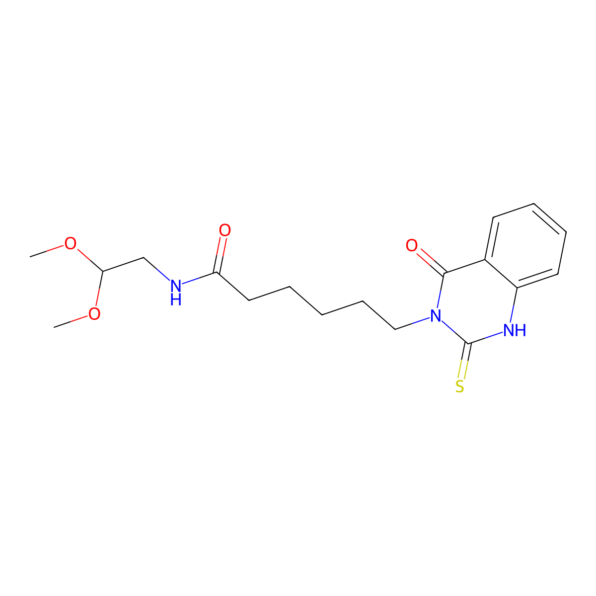 N-(2,2-dimethoxyethyl)-6-(4-oxo-2-sulfanylidene-1H-quinazolin-3-yl)hexanamide molecular structure, CAS 422276-22-0