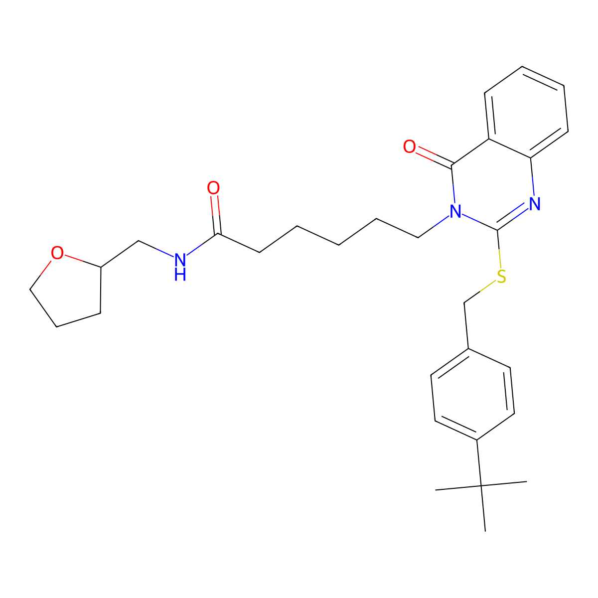 6-(2-{[(4-tert-butylphenyl)methyl]sulfanyl}-4-oxo-3,4-dihydroquinazolin-3-yl)-N-[(oxolan-2-yl)methyl]hexanamide molecular structure, CAS 422276-39-9