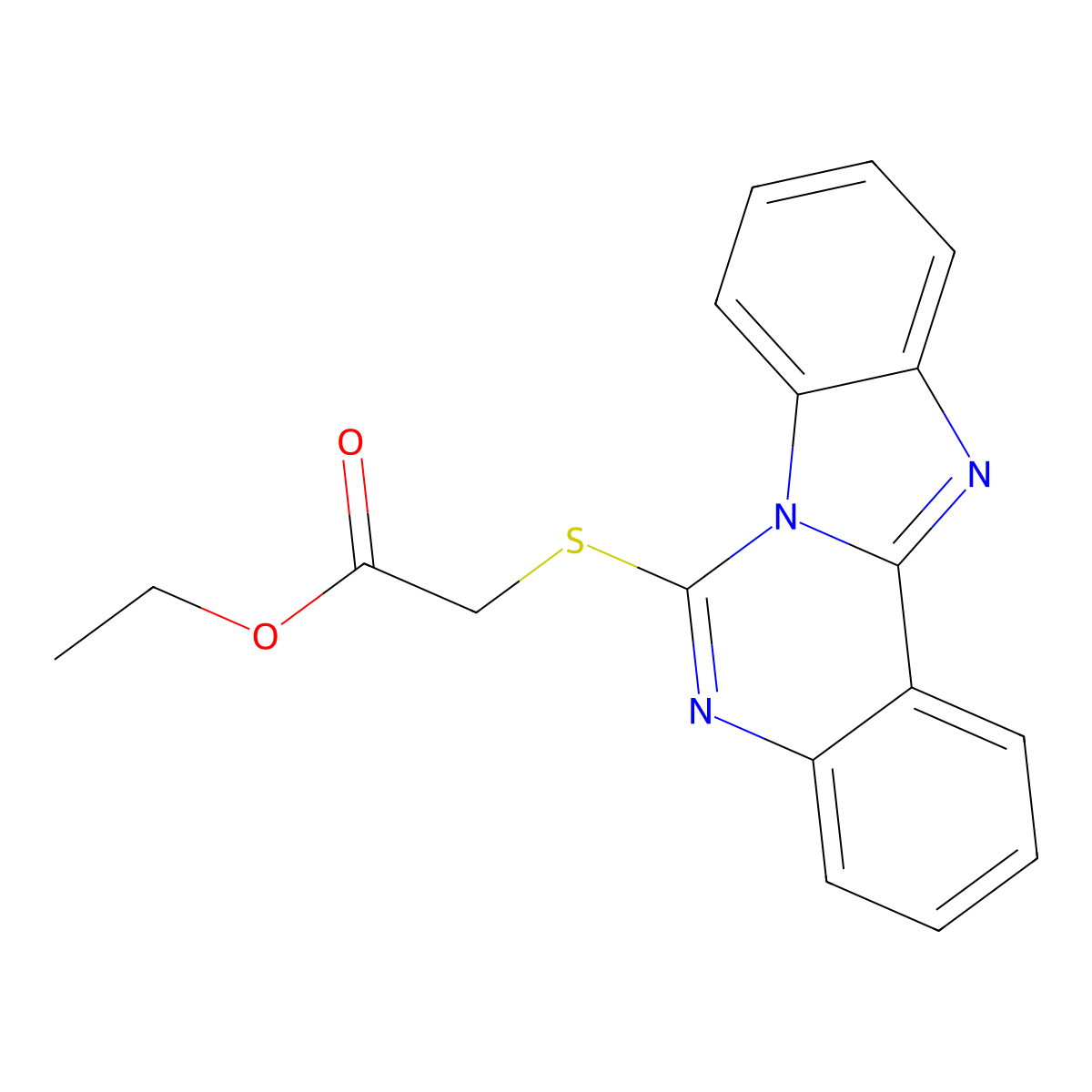 Ethyl 2-(benzimidazolo[1,2-c]quinazolin-6-ylsulfanyl)acetate molecular structure, CAS 422276-59-3