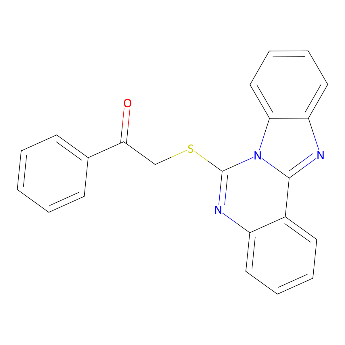 2-(Benzimidazolo[1,2-c]quinazolin-6-ylsulfanyl)-1-phenylethanone molecular structure, CAS 422276-64-0