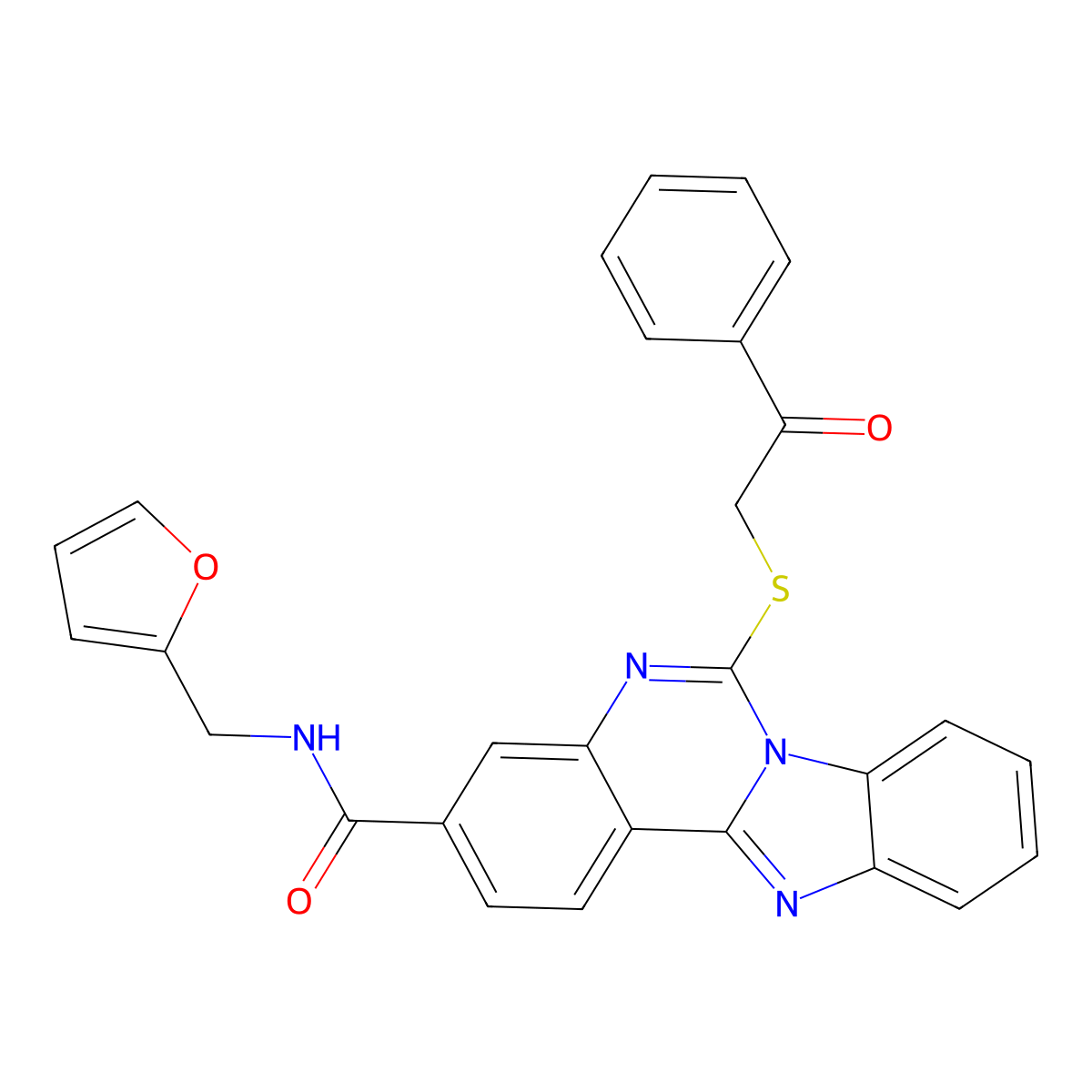 N-(furan-2-ylmethyl)-6-phenacylsulfanylbenzimidazolo[1,2-c]quinazoline-3-carboxamide molecular structure, CAS 422276-83-3