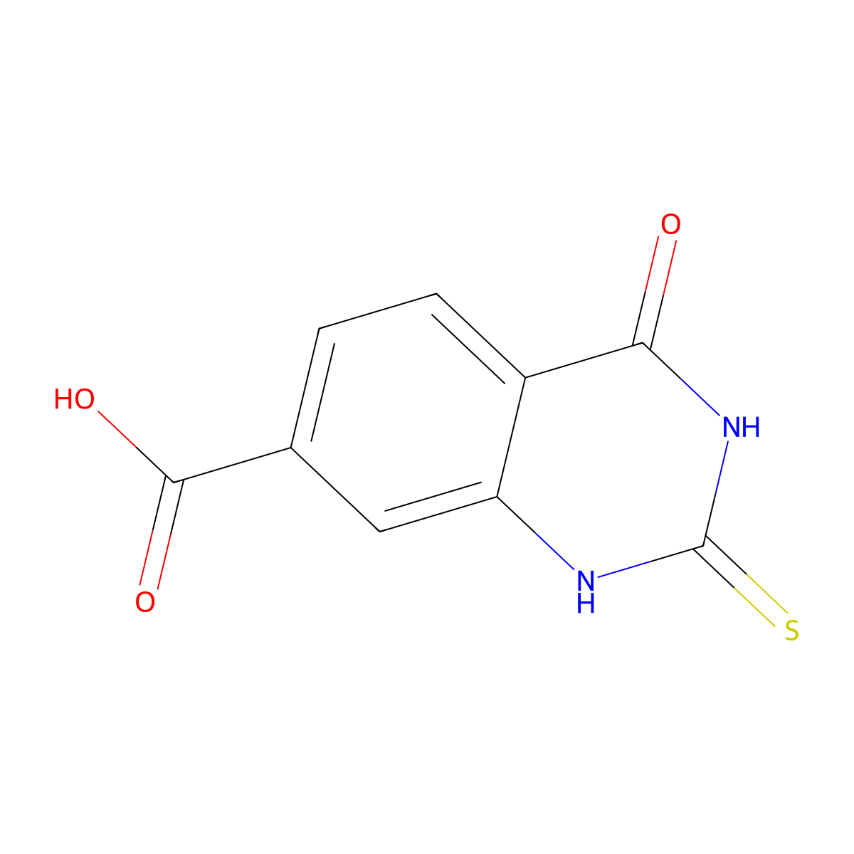 1,2,3,4-Tetrahydro-4-oxo-2-thioxo-7-quinazolinecarboxylic acid molecular structure, CAS 422277-16-5