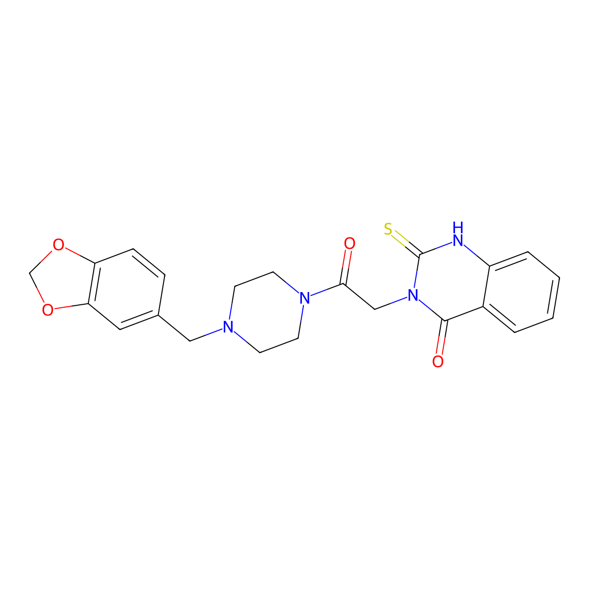 3-[2-[4-(1,3-benzodioxol-5-ylmethyl)piperazin-1-yl]-2-oxoethyl]-2-sulfanylidene-1H-quinazolin-4-one molecular structure, CAS 422277-96-1