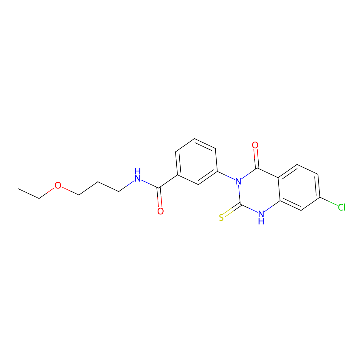 3-(7-chloro-4-oxo-2-sulfanylidene-1H-quinazolin-3-yl)-N-(3-ethoxypropyl)benzamide molecular structure, CAS 422277-99-4