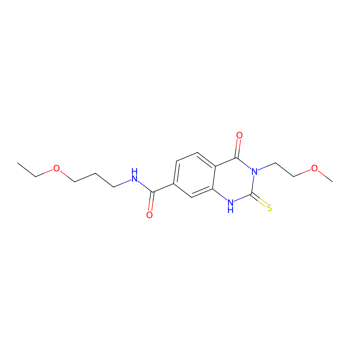N-(3-ethoxypropyl)-3-(2-methoxyethyl)-4-oxo-2-sulfanylidene-1H-quinazoline-7-carboxamide molecular structure, CAS 422278-02-2