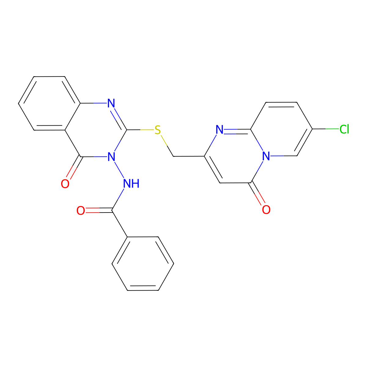 N-[2-[(7-chloro-4-oxopyrido[1,2-a]pyrimidin-2-yl)methylsulfanyl]-4-oxoquinazolin-3-yl]benzamide molecular structure, CAS 422278-39-5