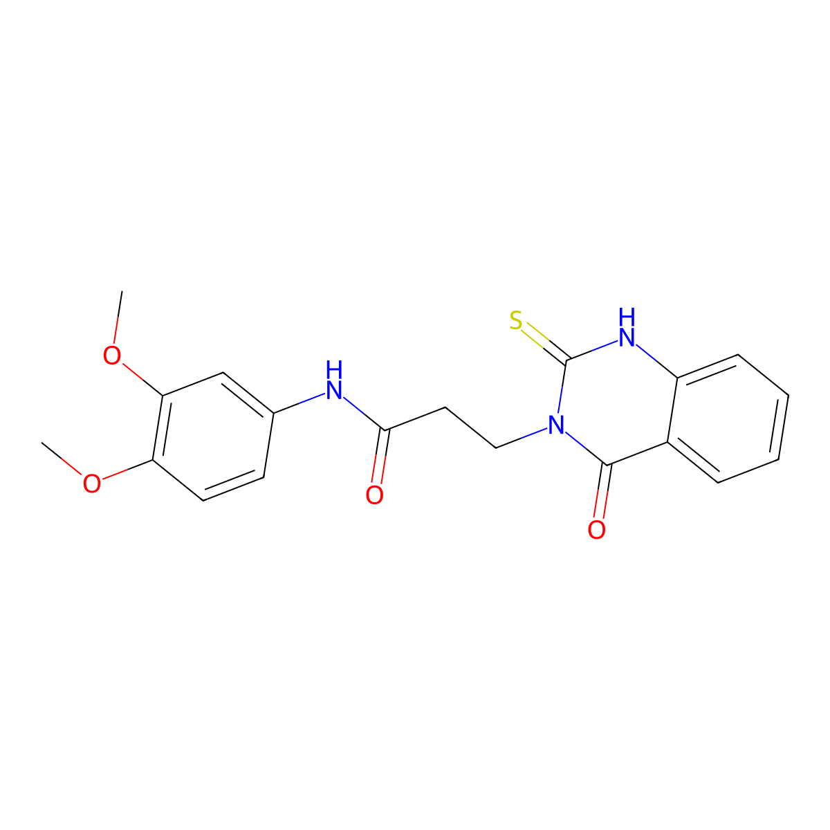 N-(3,4-dimethoxyphenyl)-3-(4-oxo-2-sulfanylidene-1H-quinazolin-3-yl)propanamide molecular structure, CAS 422278-44-2