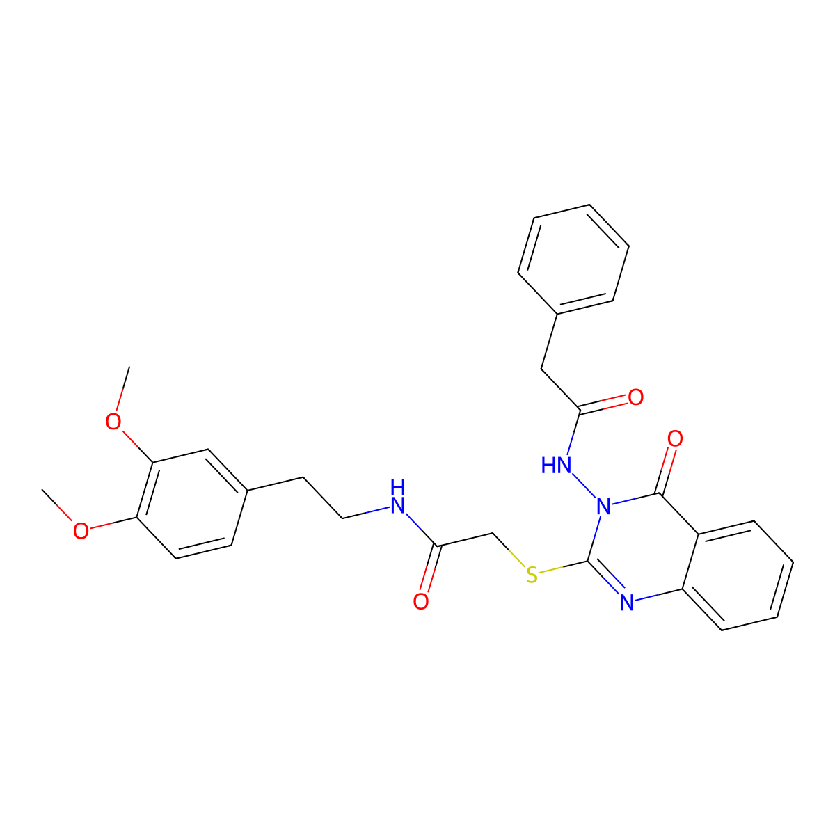 N-[2-[2-[2-(3,4-dimethoxyphenyl)ethylamino]-2-oxoethyl]sulfanyl-4-oxoquinazolin-3-yl]-2-phenylacetamide molecular structure, CAS 422278-47-5