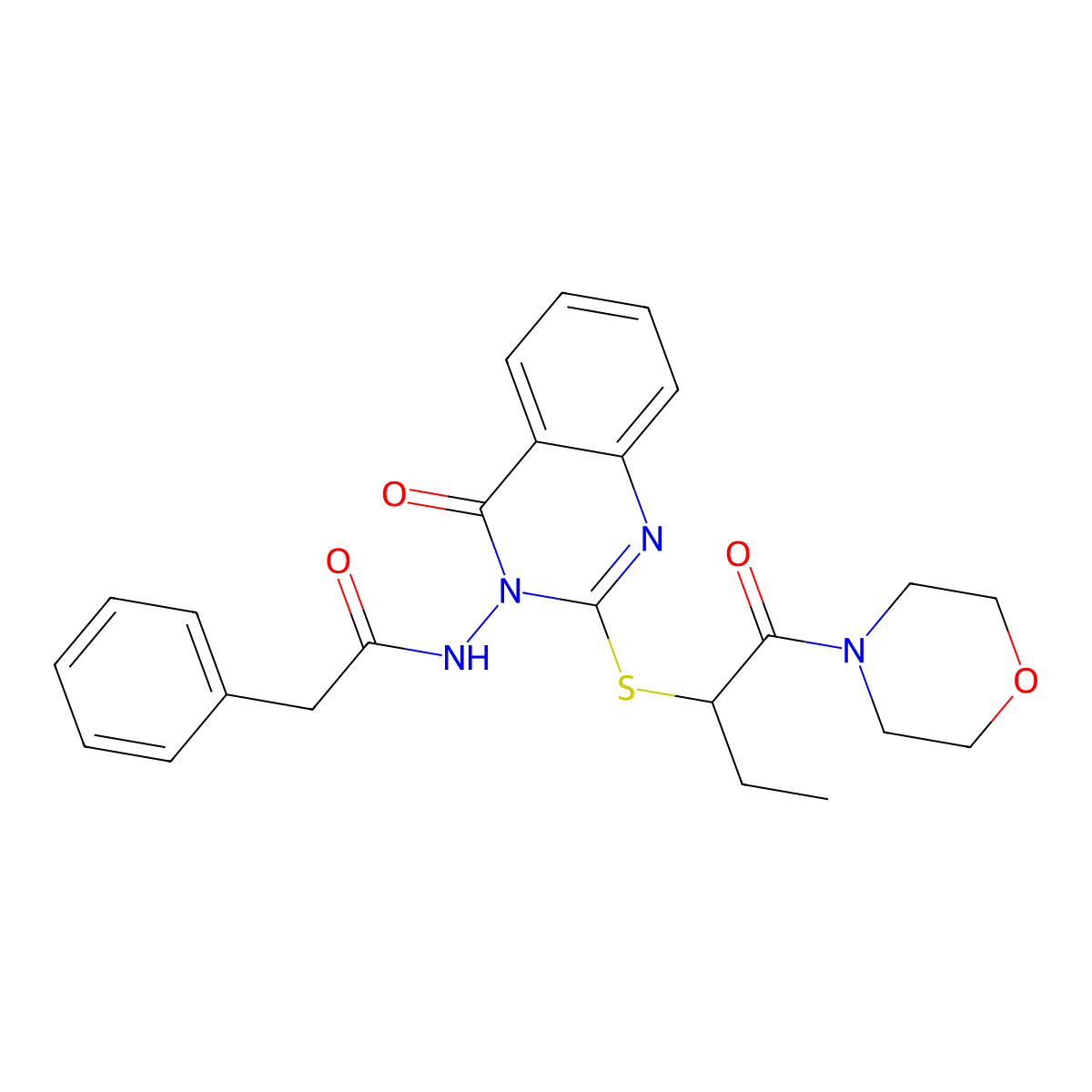 N-[2-(1-morpholin-4-yl-1-oxobutan-2-yl)sulfanyl-4-oxoquinazolin-3-yl]-2-phenylacetamide molecular structure, CAS 422278-49-7