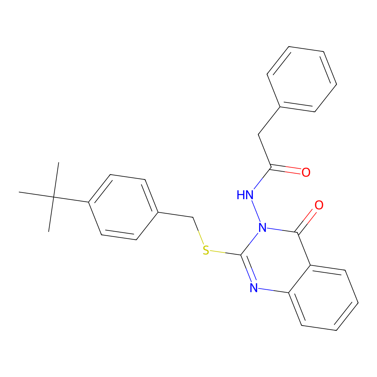N-[2-[(4-tert-butylphenyl)methylsulfanyl]-4-oxoquinazolin-3-yl]-2-phenylacetamide molecular structure, CAS 422278-51-1