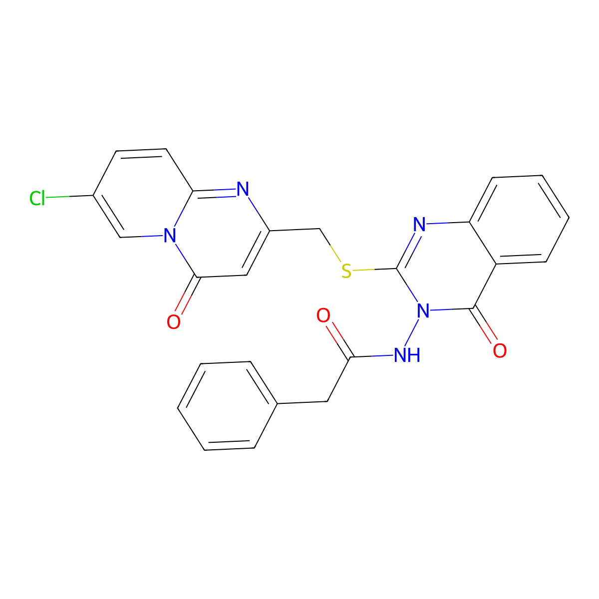 N-(2-(((7-chloro-4-oxo-4H-pyrido[1,2-a]pyrimidin-2-yl)methyl)thio)-4-oxoquinazolin-3(4H)-yl)-2-phenylacetamide molecular structure, CAS 422278-55-5