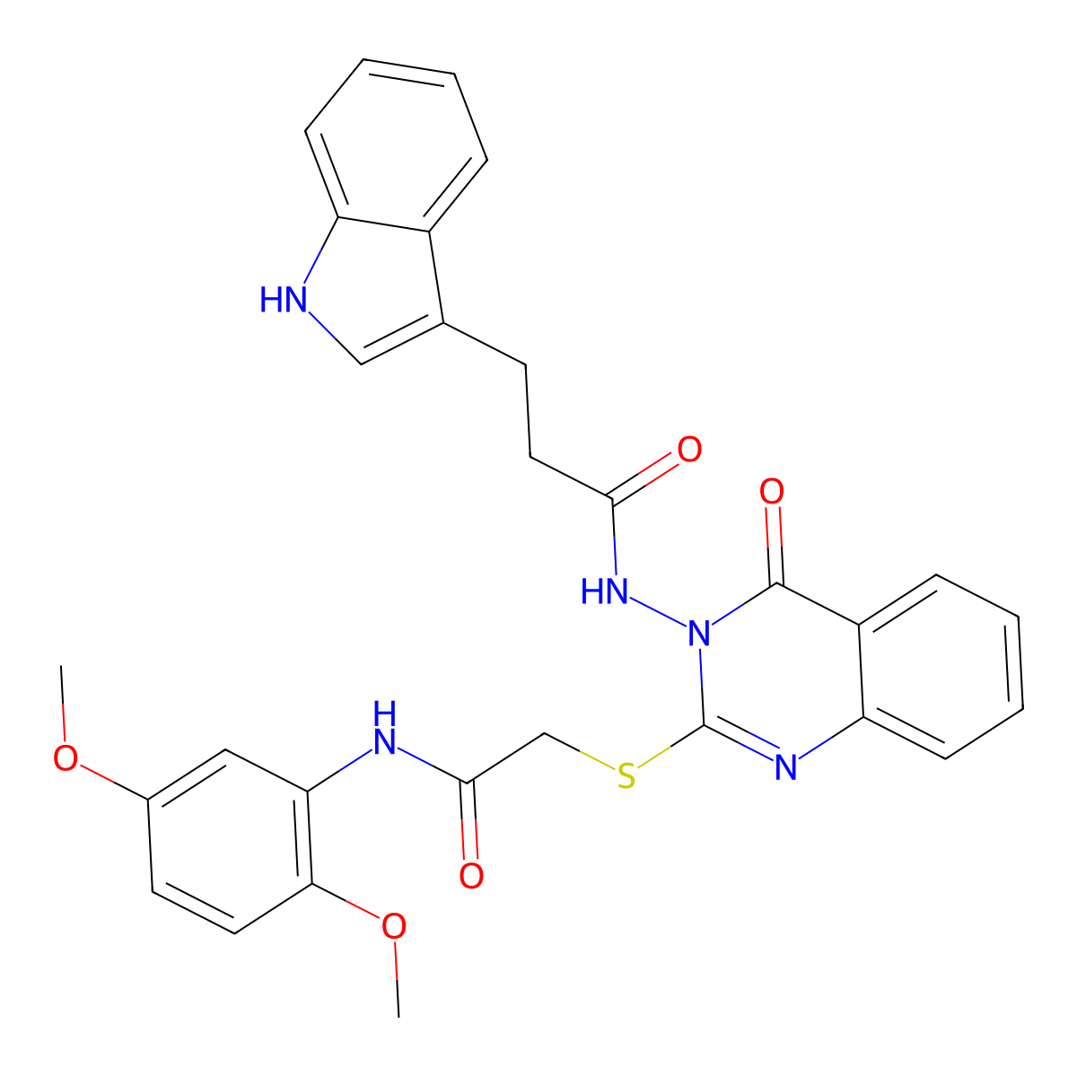 N-[2-({[(2,5-dimethoxyphenyl)carbamoyl]methyl}sulfanyl)-4-oxo-3,4-dihydroquinazolin-3-yl]-3-(1H-indol-3-yl)propanamide molecular structure, CAS 422278-58-8