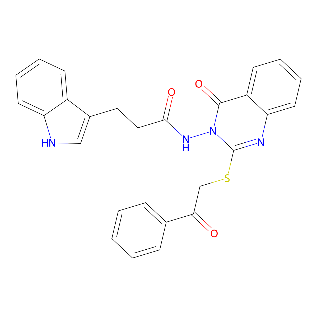3-(1H-indol-3-yl)-N-(4-oxo-2-((2-oxo-2-phenylethyl)thio)quinazolin-3(4H)-yl)propanamide molecular structure, CAS 422278-71-5