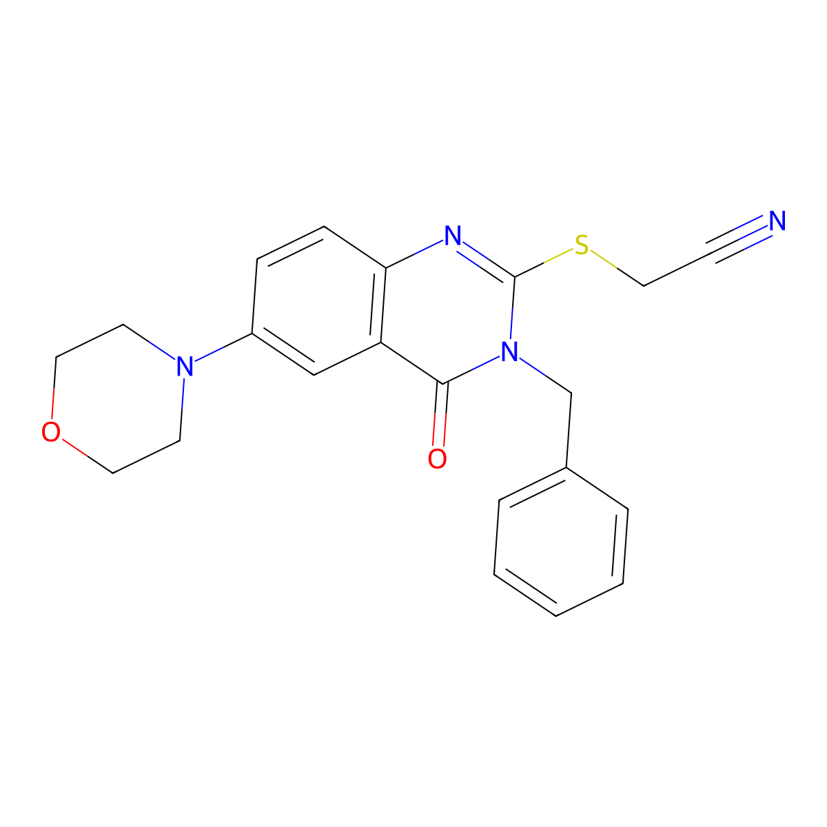 2-((3-Benzyl-6-morpholino-4-oxo-3,4-dihydroquinazolin-2-yl)thio)acetonitrile molecular structure, CAS 422278-77-1