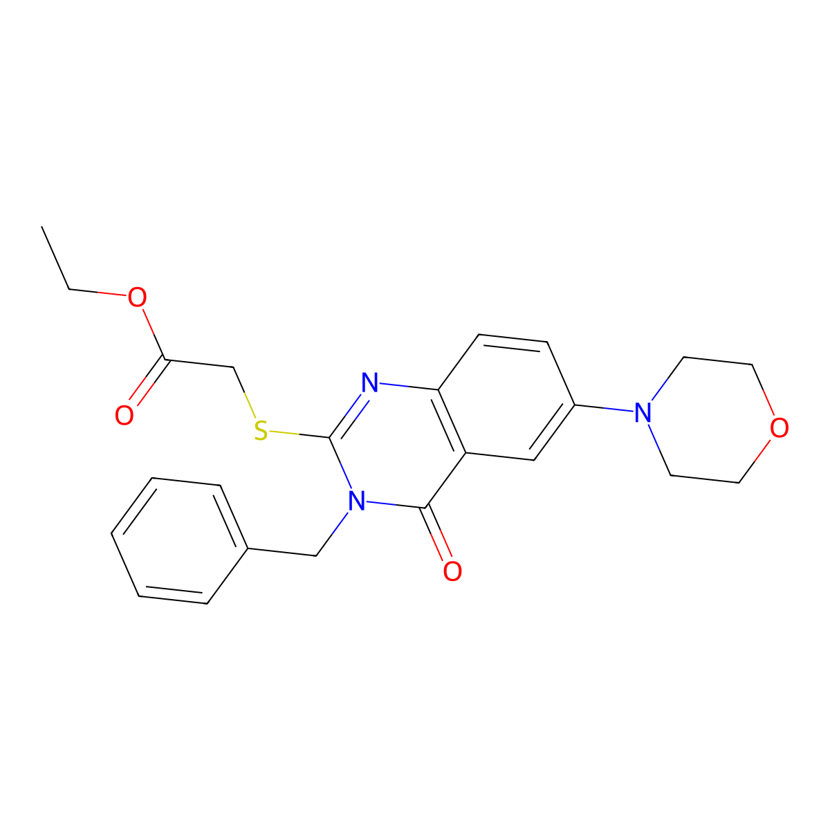 2-[[6-(4-Morpholinyl)-4-oxo-3-(phenylmethyl)-2-quinazolinyl]thio]acetic acid ethyl ester molecular structure, CAS 422278-78-2