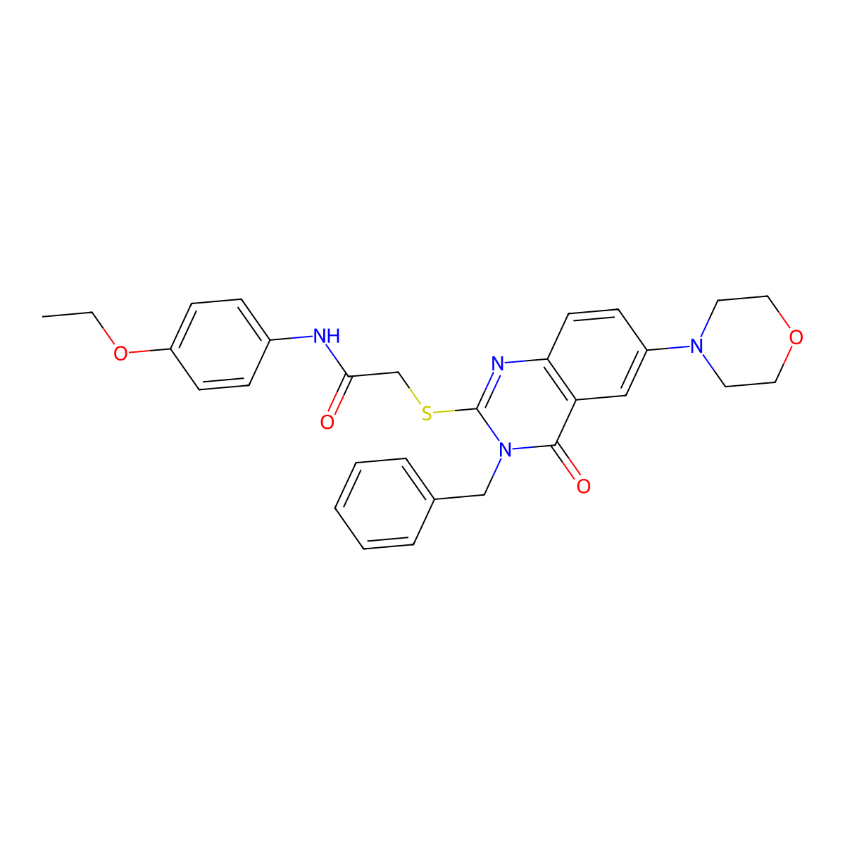 2-(3-benzyl-6-morpholin-4-yl-4-oxoquinazolin-2-yl)sulfanyl-N-(4-ethoxyphenyl)acetamide molecular structure, CAS 422278-79-3